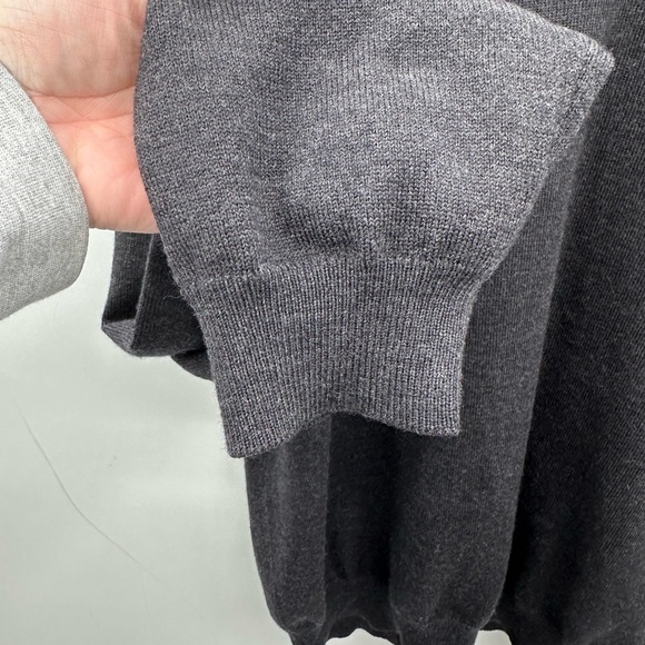 BROOKS BROTHERS 346 MERINO WOOL Men grey V Neck gorpcocre preppy sweater LARGE - Picture 8 of 13